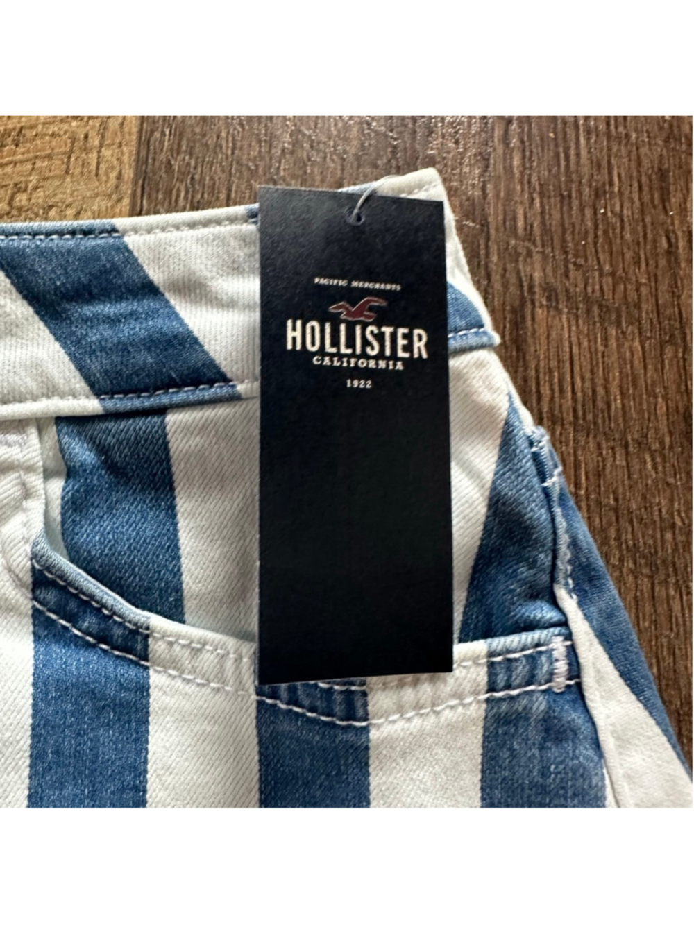 Women's Hollister Striped Denim Skirt Size 00 Blue White Summer - Picture 3 of 10